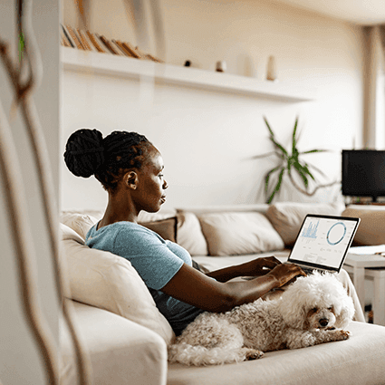 Woman working from home square hero image