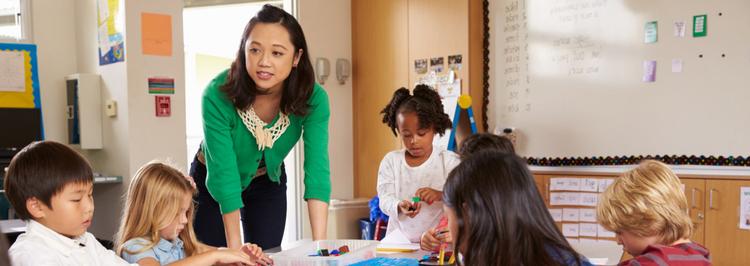 Teacher with children