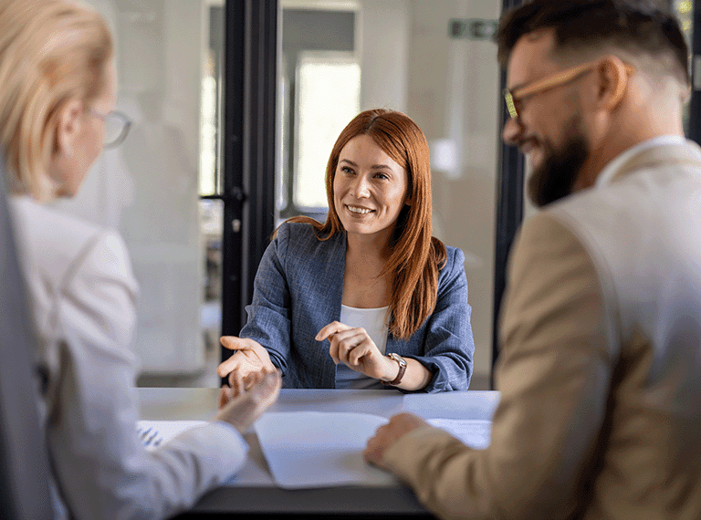Woman being interviewed for a job