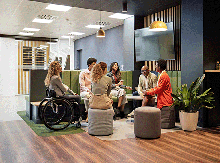 Group of diverse employees at work